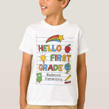 Hello First Grade School Paper Lines & Doodles