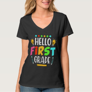 Hello First Grade School Teacher First Day T-Shirt