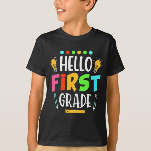 Hello First Grade School Teacher First Day T-Shirt