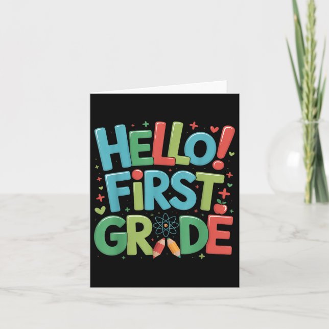 Hello First Grade Team 1st Grade Back To School Te Card (Front)
