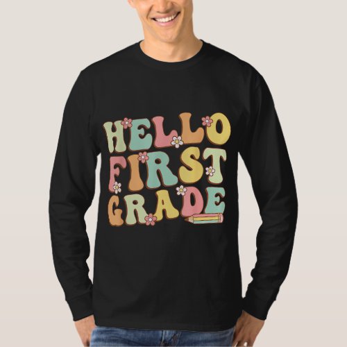 Hello First Grade Team 1st Grade Teacher Girl Back T_Shirt