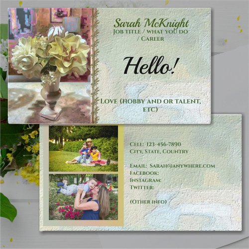 Hello First Spring Flowers PCM1 Calling Business Card