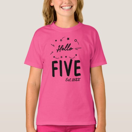 Hello Five 5th Birthday T_Shirt