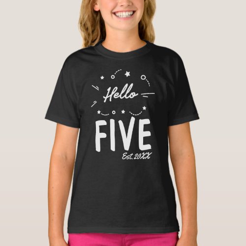 Hello Five Custom 5th Birthday T_Shirt