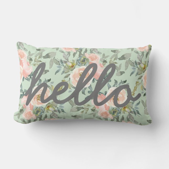 Hello Floral Lumbar Pillow (Front)