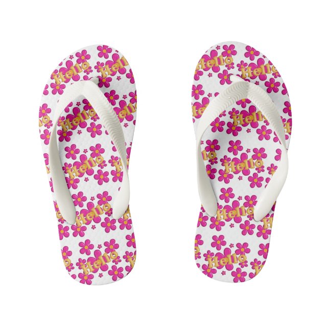 Hello. floral nursery pattern. kid's flip flops (Footbed)