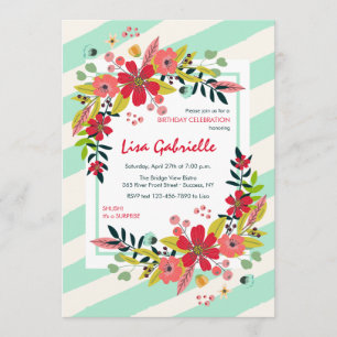 Hello Flowers of Happiness Invitation