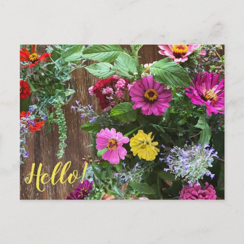 Hello Flowers Postcard