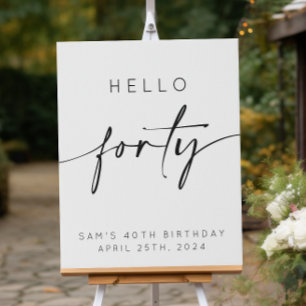 Hello Forty 40th Birthday Faux Canvas Print