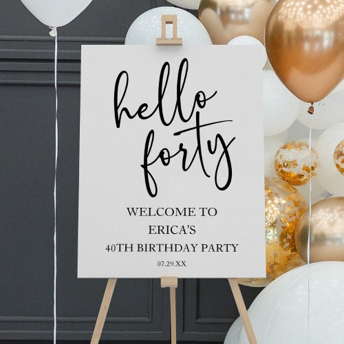 Hello Forty 40th Birthday Party Welcome Sign