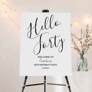 Hello Forty 40th Birthday Party Welcome Sign 