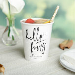 Hello Forty Minimalist 40th Birthday Party Paper Cups<br><div class="desc">These are Hello Forty Minimal Minimalist Black White 40th Birthday Party Paper Cups!</div>