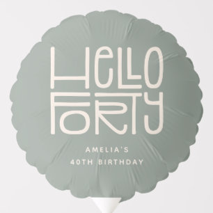 HELLO FORTY Modern 40th Birthday Balloon