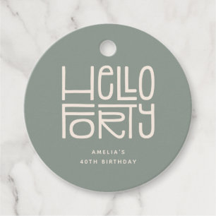 HELLO FORTY Modern 40th Birthday Favor Tags