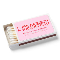 HELLO FORTY Modern 40th Birthday Favors Matchboxes