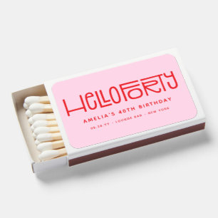 HELLO FORTY Modern 40th Birthday Favors Matchboxes