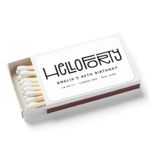 HELLO FORTY Modern 40th Birthday Favors Matchboxes