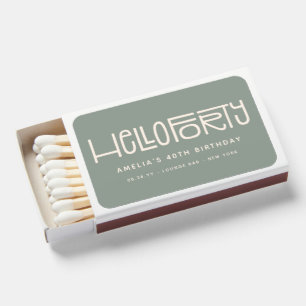 HELLO FORTY Modern 40th Birthday Favors Matchboxes
