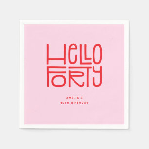 HELLO FORTY Modern 40th Birthday Napkins