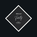 Hello Forty | Modern Black 40th Birthday Party Napkins<br><div class="desc">This custom paper napkin will add stylish detail to your 40th birthday celebration. This design features modern typography "Hello Forty" with custom text. Matching invitations and party supplies are available in my shop BaraBomDesign.</div>
