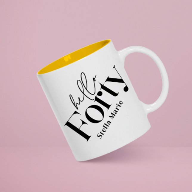 Hello forty modern minimal elegant 40th birthday mug (Creator Uploaded)