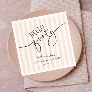 Hello Forty Modern Script Chic 40th Birthday Party Napkins