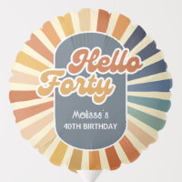 Hello Forty Retro Sun Groovy Wave Birthday
