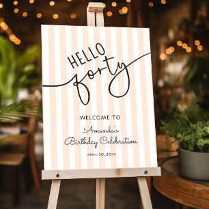 Hello Forty Script 40th Birthday Party Welcome Foam Board