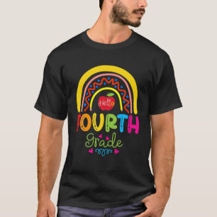 Hello Fourth 4Th Grade Teacher Back To School Stud T-Shirt