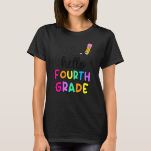 Hello Fourth Grade Back To School Teacher Kid Stud T-Shirt