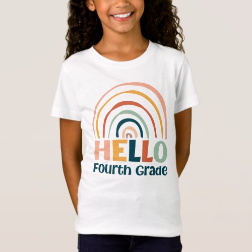Hello Fourth Grade boho rainbow school casual T_Shirt