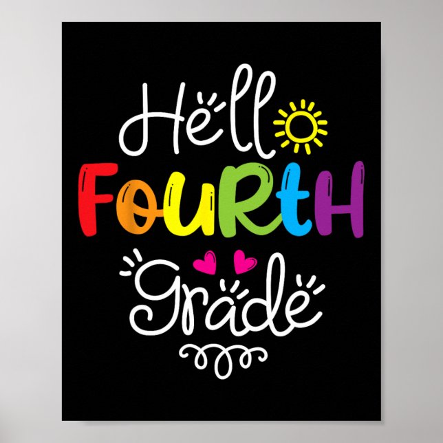 Hello Fourth Grade Fun 4th Grade Byck To School Gi Poster (Front)