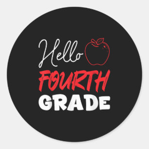 Hello Fourth Grade School Year 4th Grade Children Classic Round Sticker