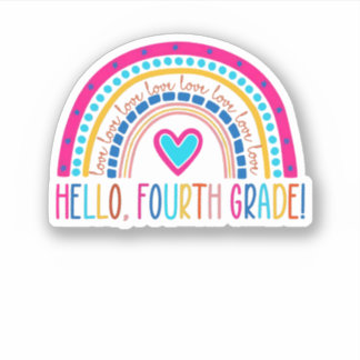 Hello Fourth grade Shirt Teach Love Inspire Back T Sticker