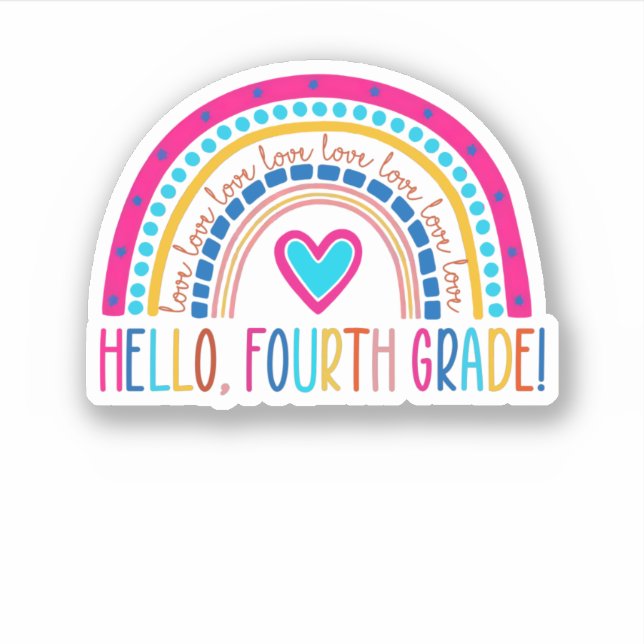 Hello Fourth grade Shirt Teach Love Inspire Back T Sticker (Front)