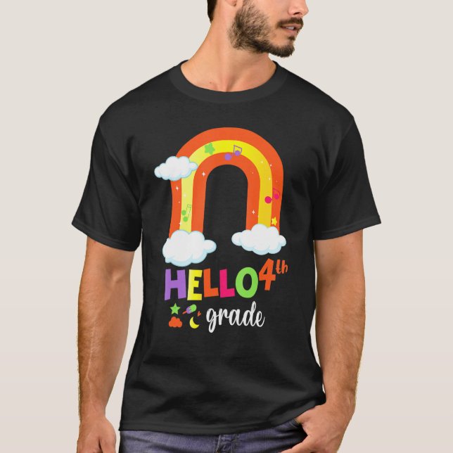 Hello Fourth Grade Students Back To School T-Shirt (Front)