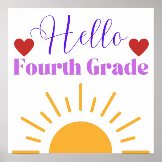 "Hello Fourth Grade" Sunshine Classroom Poster
