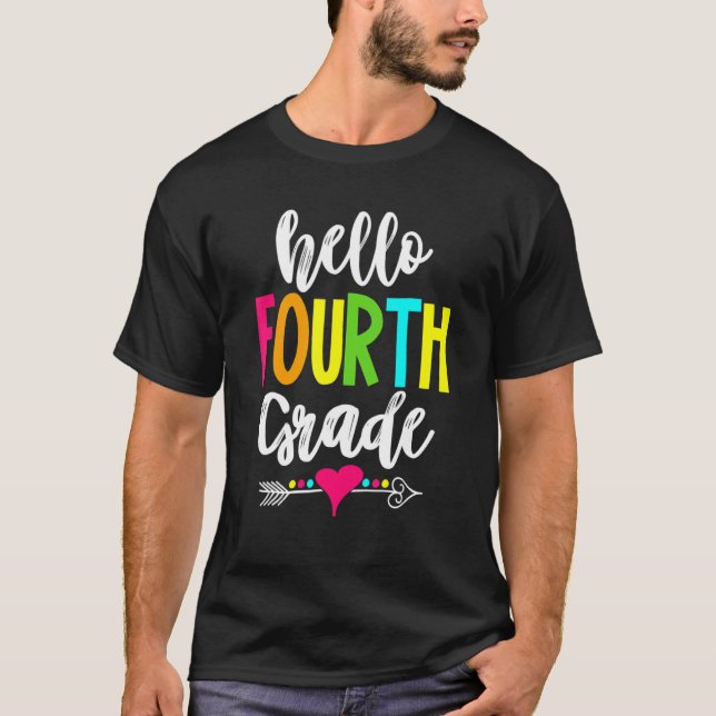 Hello Fourth Grade Teachers Kids Happy First Day O T-Shirt (Front)