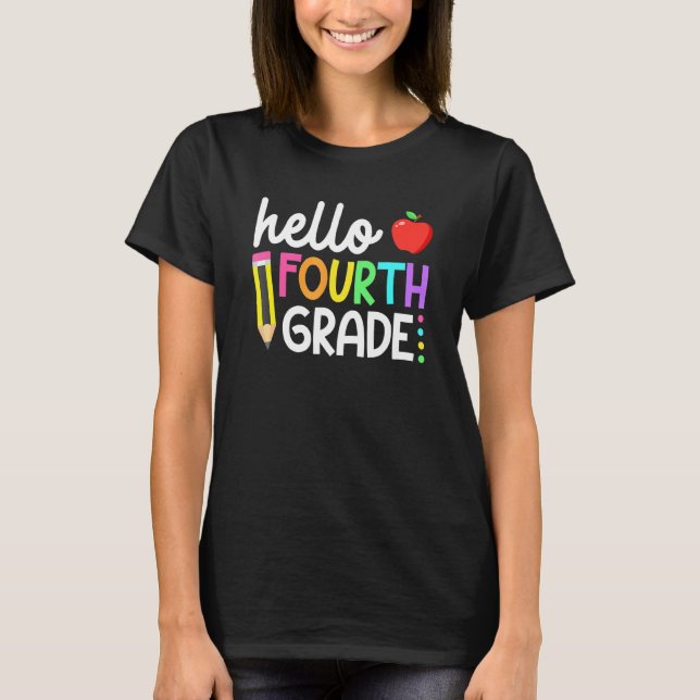 Hello Fourth Grade Team 4th Grade Back To School T T-Shirt (Front)