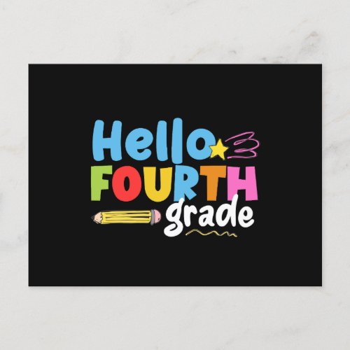 Hello Fourth Grade Team 4th Grade Vibes First Day  Postcard