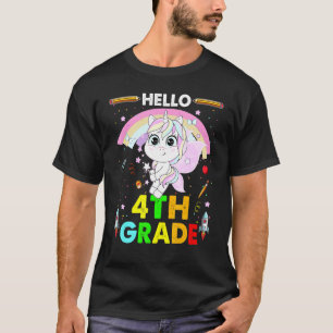 Hello Fourth Grade Unicorn 4th Grade Back To Schoo T-Shirt