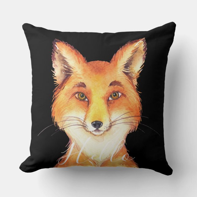 Hello Fox Throw Pillow (Front)