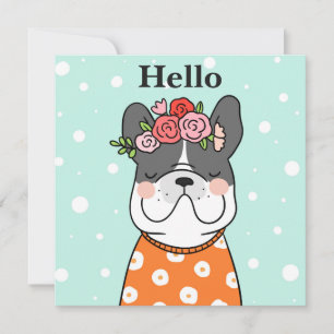 Hello French Bulldog Greeting Card
