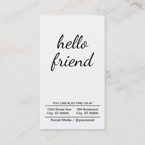 hello friend business card