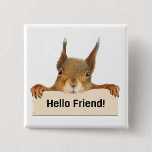 Hello Friend Funny Squirrel Button