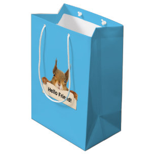 Hello Friend Funny Squirrel Medium Gift Bag