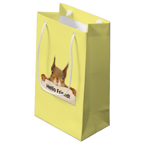 Hello Friend Funny Squirrel  Small Gift Bag