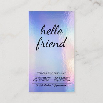 Hello Friend | Pastel Foil Background Business Card by lovely_businesscards at Zazzle