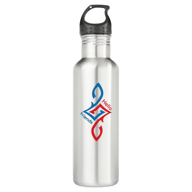 Hello Friends Simple Happy Greeting Design Stainless Steel Water Bottle (Front)