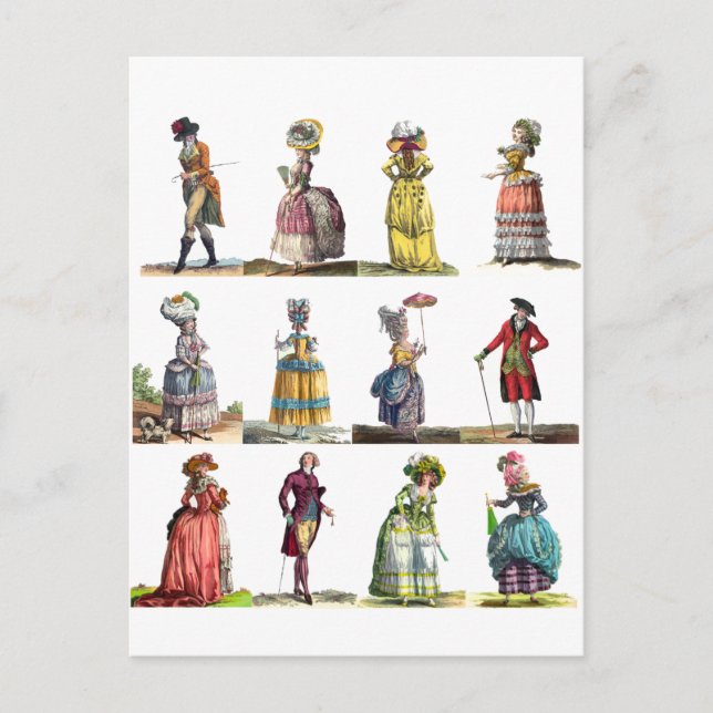 Hello Friendship Regency Fashion Bonjour Greeting Postcard (Front)